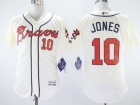 Atlanta Braves #10 Chipper Jones Cream FlexBase Jerseys