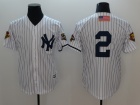 New York Yankees #2 Derek Jeter White With 2001 World Series Patch Cool Base Jersey