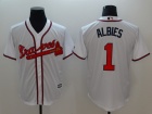 Atlanta Braves #1 Ozzie Albies White Cool Base Jersey