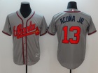 Atlanta Braves #13 Ronald Acuna Jr. Grey Cool Base Jersey