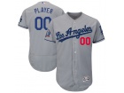 Men's Los Angeles Dodgers Majestic Gray 60th Anniversary Road On-Field Patch Flex Base Custom Jersey