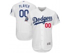 Men's Los Angeles Dodgers Majestic White 60th Anniversary Home On-Field Patch Flex Base Custom Jerse...