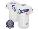 Los Angeles Dodgers #5 Corey Seager  White with 60th Anniversary Flexbase Jersey