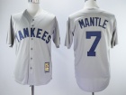 New York Yankees #7 Mickey Mantle Grey Thorowback Jersey