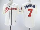 Atlanta Braves #7 Dansby Swanson Cream Cool Base Jersey