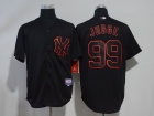 New York Yankees #99 Aaron Judge Black Fashion Red Name Cool Base Jersey