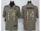 New York Jets #14 Sam Darnold Olive Camo Salute to Service Limited Jersey