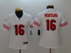 Woman San Francisco 49ers #16 Joe Montana White Color Rush Limited Football Jersey