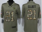 Dallas Cowboys #21 Ezekiel Elliott Olive/Camo Salute to Service Limited Jersey