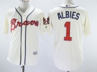 Atlanta Braves #1 Ozzie Albies Cream Cool Base Jersey