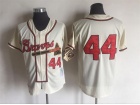 Atlanta Braves #44 Hank Aaron Mitchell & Ness Cream Throwback Jerseys