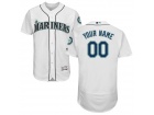 Men's Seattle Mariners Majestic Home White Flex Base Authentic Collection Custom Jersey