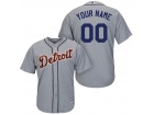 Men's Detroit Tigers Majestic Gray Cool Base Custom Jersey