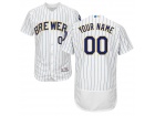 Men's Milwaukee Brewers Majestic Alternate White/Royal Flex Base Authentic Collection Custom Jersey