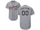 Men's Detroit Tigers Majestic Road Gray Flex Base Authentic Collection Custom Jersey