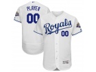 Men's Kansas City Royals Majestic White 50th Season Patch On-Field Flex Base Custom Jersey