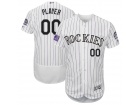 Men's Colorado Rockies Majestic White 25th Season Patch On-Field Flex Base Custom Jersey