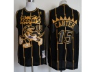 Toronto Raptors #15 Vince Carter Black Golden Number Throwback Stitched Basketball Jersey