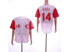 Cincinnati Reds #14 Pete Rose White Pinstrip Throwback Jersey