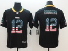 Green Bay Packers #12 Aaron Rodgers Black USA Flag Vapor Limited Jersey