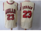 Chicago Bulls #23 Michael Jordan Cream Throwback Jersey