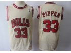 Chicago Bulls #33 Scottie Pippen Cream Throwback Jersey