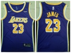 Nike Los Angeles Lakers #23 LeBron James Purple with Wish Patch New Style Basketball Jersey