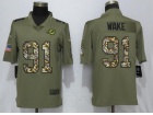 Miami Dolphins #91 Cameron Wake Olive Camo Salute to Servie Limited Jersey