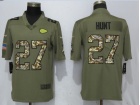 Kansas City Chiefs #27 Kareem Hunt Olive Camo Salute to Service Limited Jersey