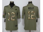 Buffalo Bills #12 Jim Kelly Olive Camo Salute To Service Limited Jersey