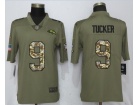 Baltimore Ravens #9 Justin Tucker Olive Camo Salute To Service Limited Jersey