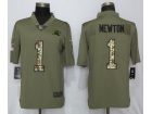 Carolina Panthers #1 Cam Newton Olive Camo Salute To Service Limited Jersey