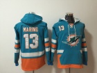 Miami Dolphins #13 Dan Marino Green  Pullover Pocket Hoodies