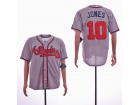 Atlanta Braves #10 Chipper Jones Grey Cool Base Jerseys