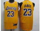 Nike Los Angeles Lakers #23 LeBron James Yellow with Wish Patch New Style Player Jersey