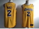 Nike Los Angeles Lakers #2 Lonzo Ball Yellow New Style Swingman Jersey