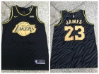 Nike Los Angeles Lakers #23 LeBron James Black Lights Out Jersey