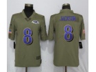 Baltimore Ravens #8 Lamar Jackson Olive  Salute To Service Limited Jersey