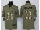 New England Patriots #11 Julian Edelman Olive Camo Salute to Service Nike Limited Jersey