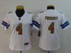 Woman Dallas Cowboys #4 Dak Prescott White With Golden Number Vapor Untouchable Limited Jersey