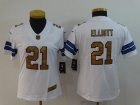 Woman Dallas Cowboys #21 Ezekiel Elliott White With Golden Number Vapor Untouchable Limited Jersey