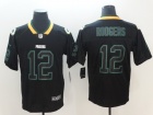 Green Bay Packers #12 Aaron Rodgers Black Lights Out Untouchable Limited Jersey