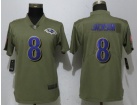 Womens Baltimore Ravens #8 Lamar Jackson Olive Salute to Service Jersey