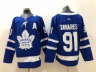 Adidas Toronto Maple Leafs #91 John Tavares Blue with A Patch Jersey