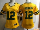 Woman Green Bay Packers #12 Aaron Rodgers Yellow Vapor Untouchable Limited Jersey