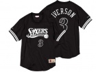 Philadelphia 76ers #3 Allen Iverson Black Short Sleeve Mesh Basketball Jersey