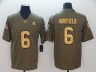 Cleveland Browns #6 Baker Mayfield Olive With Golden Number Salute To Service Limited Jersey