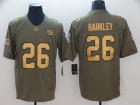 New York Giants #26 Saquon Barkley Olive With Golden Number Salute To Service Limited Jersey