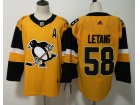 Adidas Pittsburgh Penguins #58 Kristopher Letang Yellow Statudim Hockey Jersey