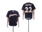 Milwaukee Brewers #22 Christian Yelich Navy Blue Cool Base Jersey